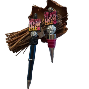 Handmade Beaded Pen and Wine Stopper Gift Set